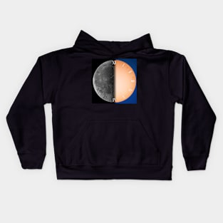 Half moon half sun roman numerals clock Kids Hoodie